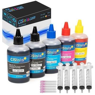 Refill Ink Bottle Set Compatible for PGI-280 / CLI-281 Printers PIXMA TS9520 TR8520 TR7520 TS6120 + Refill Tool Kits Blunt Injectors