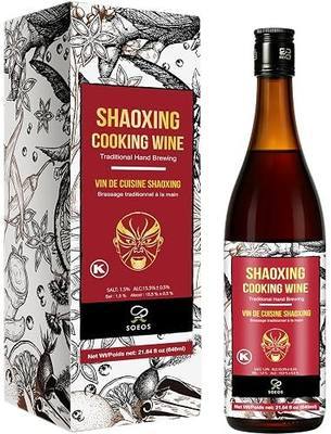 Soeos Shaoxing Wine, Chinese Cooking Wine, 21.64 Fl Oz (640 mL), 1 Pack | Naturally Brewed, Rich Umami Flavor, Perfect for Stir-Fry, Braising, Marinades, Asian Recipes