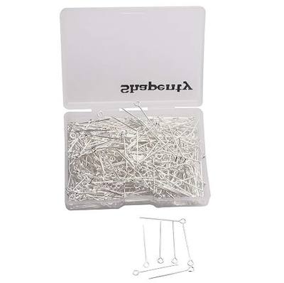 Shapenty 500PCS Mini Metal Wire Eyepins Beading Small Open Eye Head Pins Needles Bulk for DIY Craft Bead Earring Pendant Necklace Bracelet Jewelry Charm Finding Making (Silver, 24mm/1Inch)