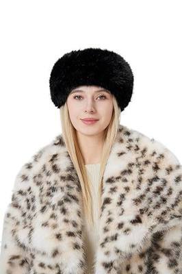 Women's Faux Fur Headband Soft Winter Cossack Russion Style Hat Cap