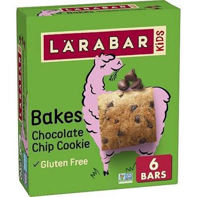 Larabar Kids Bakes Chocolate Chip Cookie Bars, 6 ct, 5.76 oz | 8 Real Ingredients, No Artificial Sweeteners, No High Fructose Corn Syrup, Non-GMO Project Verified, Lunch Box Ready