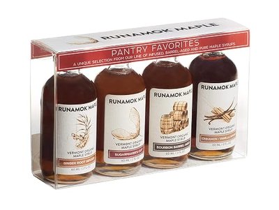 Runamok Organic Vermont Maple Syrup, Pantry Favorites Pairing Collection, 2 oz (4 count), 60mL, Traditional, Barrel-aged and Infused Organic Maple Syrup Varieties