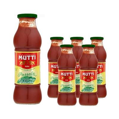 Mutti Tomato Puree with Basil (Passata con Basilico), 24.5 oz. | 6 Pack | Italy’s #1 Brand of Tomatoes | Fresh Taste | Vegan Friendly & Gluten Free | No Additives or Preservatives