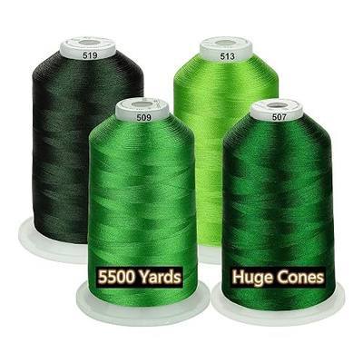 Simthread 42 Options Various Assorted Color Packs of Polyester Embroidery Machine Thread Huge Spool 5000M for All Embroidery Machines (Green Series)