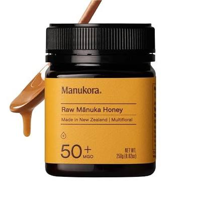 Manukora Raw Manuka Honey MGO 50+ New Zealand, Non-GMO, Daily Support, 250g | B-Corp Certified, 3rd party tested, glyphosate residue-free, traceable hive-to-hand, now in glass, 2,000+ compounds