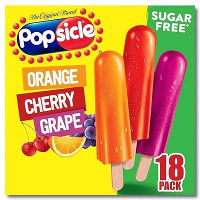 Popsicle, Sugar Free Orange Cherry And Grape Ice Pops With only 15 Calories, 1.65 Fl Oz, 18 Count