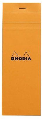 Rhodia Staplebound Notepad - Graph 80 sheets - 3 x 8 1/4 - Orange cover, Pack of 5