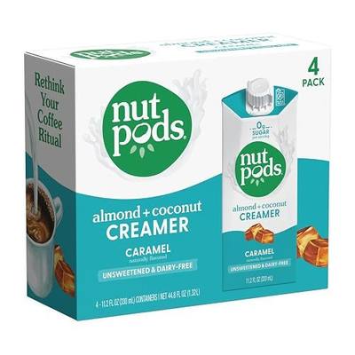 nutpods Caramel Unsweetened Non Dairy Coffee Creamer, 4-Pack | Made from almonds and coconuts. Whole30, keto, zero sugar, gluten free, non-GMO, vegan, kosher.