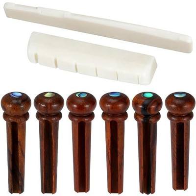 Blisstime 6 String Acoustic Guitar Bone Bridge Saddle and Nut and 6pcs Rosewood Guitar Bridge Pins
