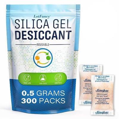 LotFancy Silica Gel Packets 0.5g 300 Pack, Color Indicating Desiccant Packs, Moisture Absorber for Spice Jars, Seed Storage, Jewelry, Electronics & Small Containers