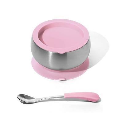 Avanchy Stainless Steel Baby Bowl with Spoon, Storage Lid and Removable Silicone Suction Base – Non-Toxic, BPA-Free Feeding Bowl for Babies and Toddlers