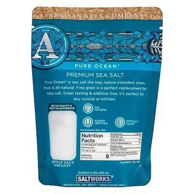 Artisan Salt Company Pure Ocean Premium Sea Salt, Zip-Top Pouch, 4 Ounce