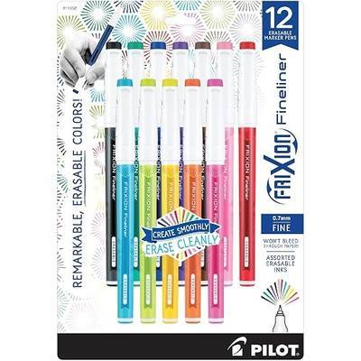 Pilot FriXion Fineliner Erasable Marker Pens, Fine Point 0.7 mm, Pack of 12, Assorted Colors, Erasable Pens - Ideal for School, Journaling, & Office Writing