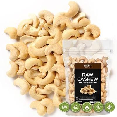 Premium Raw Cashews 48oz (3 lbs.) Non-GMO, No Additives Batch Tested Gluten & Peanut Free, Resealable Pouch for Freshness, Unsalted Cashews - Perfect for Pesto, Salads, Gourmet Cooking and Baking