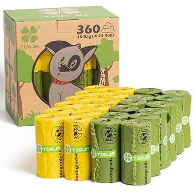 Dog Poop Bags Rolls, 360 Pet Waste Bags, 100% Leak Proof Extra Thick and Strong Corn Starch Blend