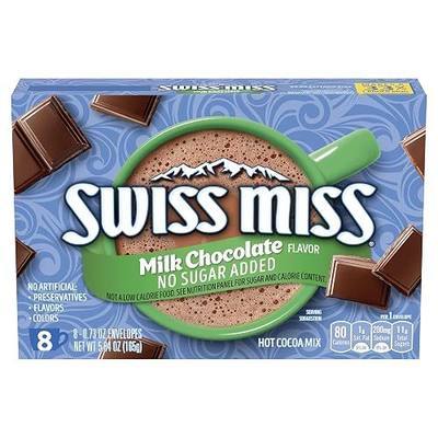 Swiss Miss Milk Chocolate Flavored No Sugar Added Hot Cocoa Mix, Hot Cocoa Bar Supplies, Powder, 0.73 oz., 8-Count Envelopes (12 Boxes)