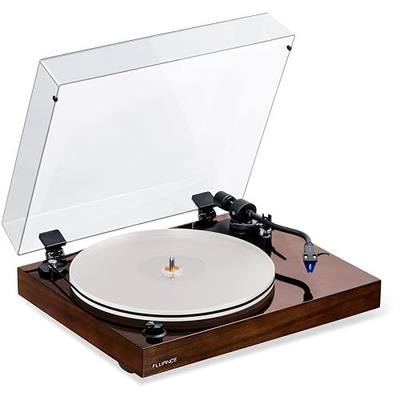 Fluance RT85 Turntable with Ortofon Cartridge, Acrylic Platter, Speed Control, and Vibration Isolation - Walnut