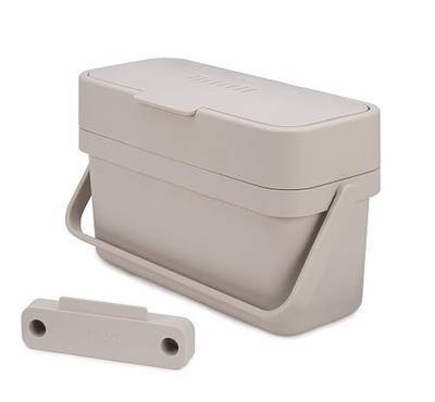 Joseph Joseph 30046 Compo Easy-Fill Compost Bin Food Waste Caddy with Adjustable Air Vent, Stone, 1 Gallon / 4 liters