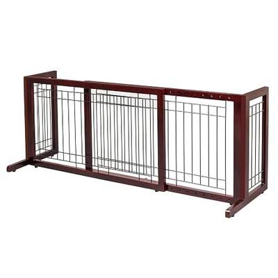 Bonnlo Free Standing Dog Gate, 37" - 68" Wide Pet Gate for Fireplace Stairs Doorways, Wooden Adjustable Pet Fence Indoor, Christmas Tree Gate (Cherry)