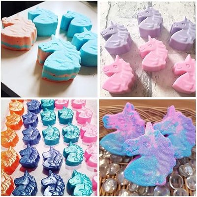 Palksky 6 Cavities Silicone Soap Molds/Bath Bomb Mold, Christmas Soap Molds for Soap Making Pudding Loaf Brownie Cornbread Chocolate Candy Jelly Resin Crayon Lotion Bars Ice