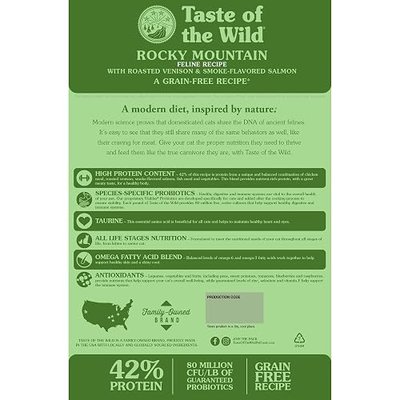Taste of the Wild Rocky Mountain Dry Cat Food, Roasted Venison, 14lb | Kitten, Adult & Senior Cats | High Protein | Grain Free Recipe* | Nutrient Dense to Help Support Peak Health