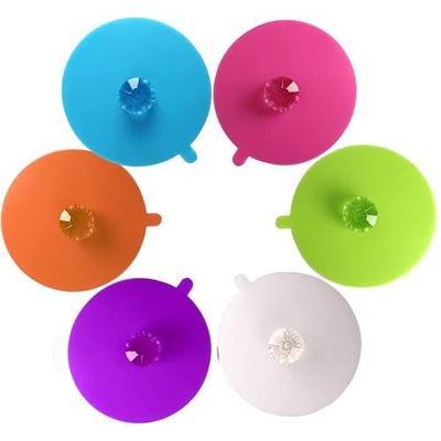 Silicone Cup Lids,SBYURE Creative Diamond Mug Cover Food Grade Reusable Tea Coffee Cup Lid,Anti-dust, Airtight Seal,6 Set Universal Silicone Drink Cup Lids