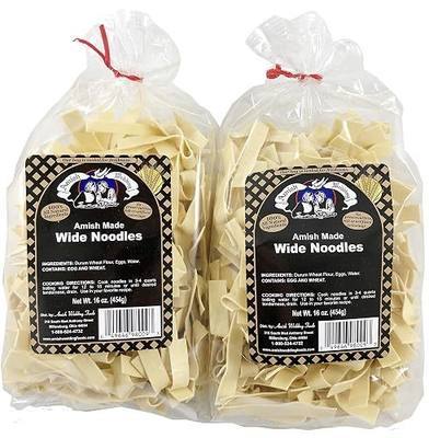 Amish Wedding Foods Wide Noodles 16 Ounce Bags No Preservatives (Pack of 2)