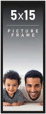 CountryArtHouse 5x15 Frame Black Picture Frame - Complete Modern Photo Frame Includes UV Acrylic Shatter Guard Front, Acid Free Foam Backing Board, Hanging Hardware Wood Wall Frames for Family Photos
