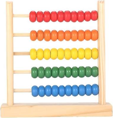 MAGIKON Miniature Abacus, 5 Rows Wooden Counting Frame for Math | Wood, 5 rows, 50 beads, compact, colorful, portable, for early math, number recognition, addition subtraction