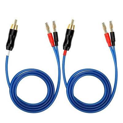 Q-P2 18 Gauge OFC Speaker Wire Pair with RCA Male (White & Red) to 2 Pair Banana (4banana) Plugs, Q-P2 (0.75M(2.4ft))