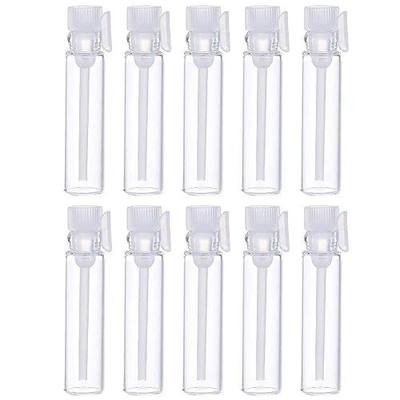 Teensery 100 Pcs Empty Perfume Sample Bottles Mini Glass Refillable Sample Vial Containers with Clear Cap for Aromatherapy, Essential Oil, Fragrance and Liquid (1ml)