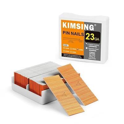 KIMSING P625 23 Gauge 1-inch Length Copper Coating Pin Nails | Pinner Nails Headless Pins 10,000 PCS/BOX, Ideal for Windows, Doors and Cabinets