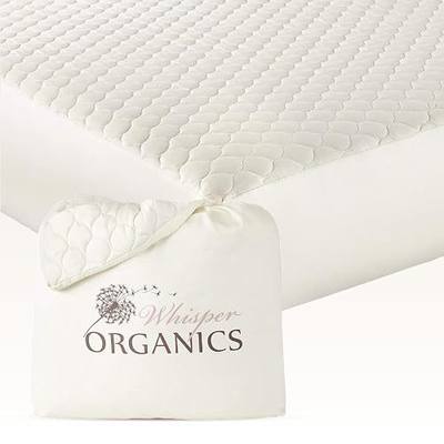 100% Cotton Organic Mattress Pad - Breathable & Cooling Mattress Protector Queen Size - Premium 300GSM Quilted and Machine Washable - Fairtrade & GOTS Certified Bed Protector (Ivory, Queen)
