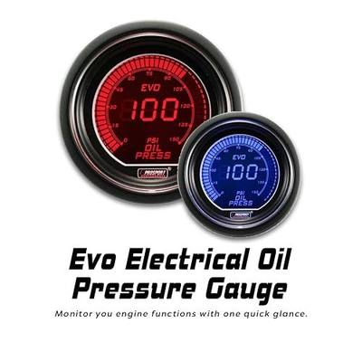 Oil Pressure Gauge EVO Series 52mm Red Blue Digital Display Prosport Performance Engine Oil Pressure Monitoring Instrument Panel
