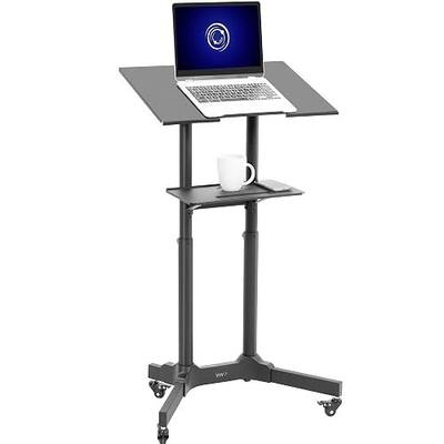 VIVO Black Mobile 24 x 16 inch Lectern Podium, CART-V03E | Height Adjustable, Tilting Desktop, Rolling Laptop Cart on Wheels, Steel Design, Holds 44 lbs