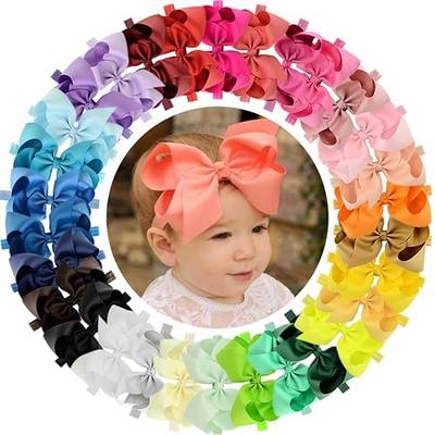 30 Colors 6Inch Big Hair Bows Baby Headbands for Baby Girls | Boutique Grosgrain Ribbon Hair Bows Big Baby Girls Bows Headbands for Baby Girls Infants Toddler Kids Teens and Children