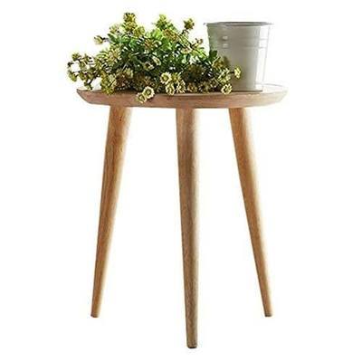 WoodShine Side Table Small Round Solid Wood Sofa End Tables Accent Nesting Coffee Table Natural(H:24.21inch)