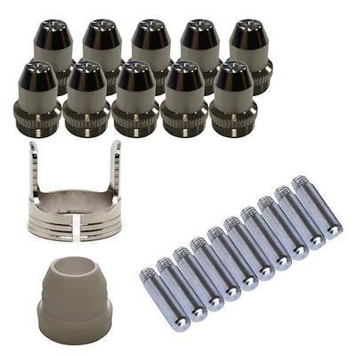 Lotos PCS22 Plasma Cutter Consumables Sets for Brown Color LTP5800D LTP5000D and Brown Color LTPDC2000D (22 Pieces) | Twenty-two copper parts including ten nozzles, electrodes plus shield cup tracking guide