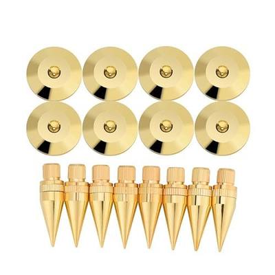 Speaker Spike Pad Kit, 8 Pairs 6 x 36mm Copper Speaker Spike Isolation Stand with Base Pad Feet Mat for for Speaker, Amplifier, CD DVD Player, Turntable Recorder, Chassis, Instrument