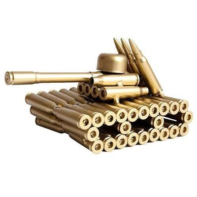 Bullet Shell Casing Shaped Army Tank Metal Sculpture,Great Decorative Artwork Model Gift for Home,Study Room Decorations (95 Tank)
