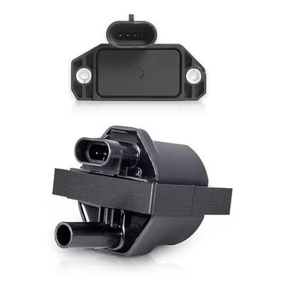 ENA Ignition Coil and Module System Compatible with GMC Chevy Chevrolet Pontiac Express 1500 Safari Savanna Silverado Sonoma Blazer Jimmy S10 4.3L 5.0L 5.7L V8 1996-2002 Replacement for DR49 LX381