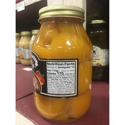 Amish Wedding Ready to Eat Peaches, USA Made 32 ounce Glass Jar, No Preservatives, Pickled