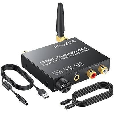 PROZOR 192kHz Digital to Analog Audio Converter with 5.0 Bluetooth Receiver,Optical to L/R Converter with Volume Adjustable, Optical Coaxial Bluetooth Digital Audio to Stereo Analog L/R & 3.5mm