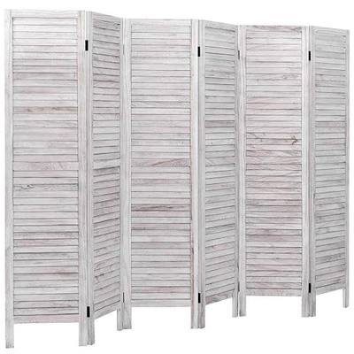 Giantex 6 Panel Wood Room Divider, 5.6 Ft Tall Oriental Folding Freestanding Partition Privacy Room Dividers Screen for Home, Office, Restaurant, Bedroom (White)