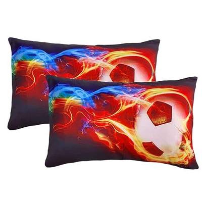 ADASMILE A & S Kid's Soccer Ball Pillowcases 2 Pieces Microfiber Polyester 20 by 30 Inches Kids Envelope Pillows Custom Pillow Covers Gift Personalized