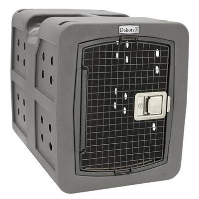 dakota283 Medium Kennel -Frame Door- Dark Granite | Medium Size Molded Frame Pet Crate for Large Breed Dogs - Keyed Paddle Latching Door