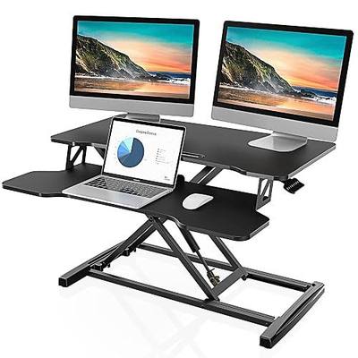 FITUEYES Height Adjustable Standing Desk 32” Wide Sit to Stand Converter Stand Up Desk Tabletop Workstation for Dual Monitor Riser FSD308001WB | Standing Desk Converter,Stand Up Desk Riser,for Dual Monitor Riser,Tabletop Workstation for Home Office,Easy Assembly