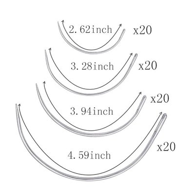 80Pcs Curved Needles BUTUZE Plastic Needle Case with 4 Sizes Hooked Needle for Stitching,Sewing,Embroidery,Hair Weaving