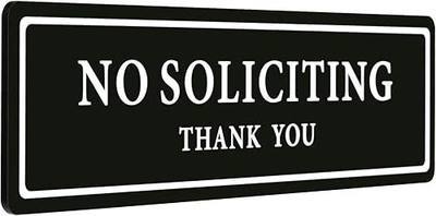 No Soliciting Sign for House — Keep Solicitors Away, with Strong Adhesive Tape for Flat Surface, 8.2 × 2.4 Inch, Stylish & Prominent Design, Perfect for Home Office Front Doors, Walls, Windows
