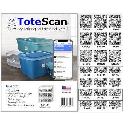 ToteScan Intelligent QR Labels for Organization/Moving/Storage (45 Unique Labels, 2.5"x3")